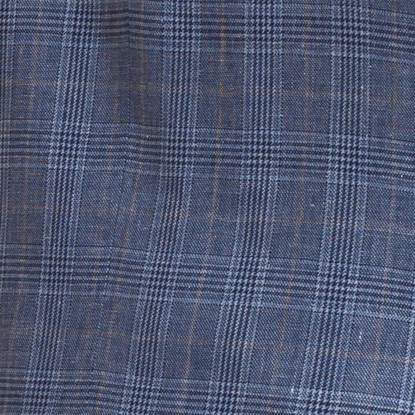 ColorPlus Men Blue Checked Single-Breasted Formal Linen Blazer