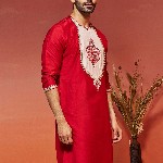 VASTRAMAY Ethnic Motifs Yoke Design Gotta Patti Straight Kurta