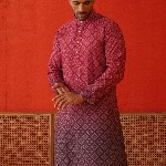 Jompers Men Floral Printed Sequinned Floral Kurta