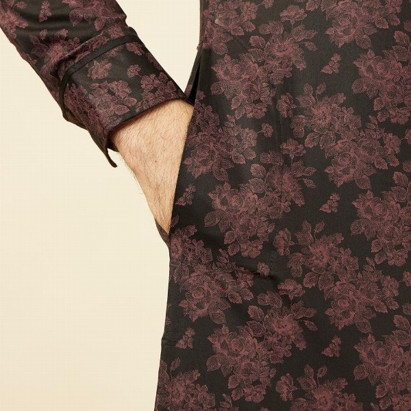 Manyavar Ethnic Motifs Printed Pure Cotton Straight Kurta