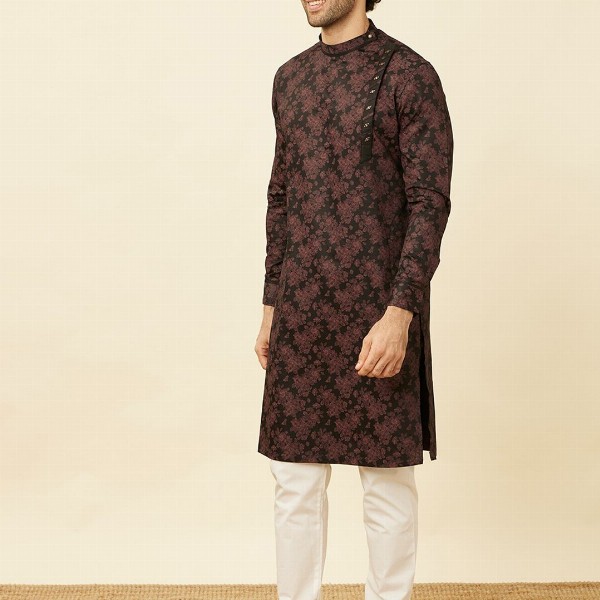Manyavar Ethnic Motifs Printed Pure Cotton Straight Kurta