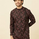 Manyavar Ethnic Motifs Printed Pure Cotton Straight Kurta