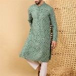 House of Pataudi Men Embellished Straight Kurta