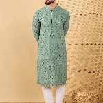 House of Pataudi Men Embellished Straight Kurta