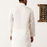 Jompers Floral Embroidered Mirror Work Mandarin Collar Cotton Silk Straight Kurta