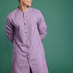 Sangria Men Woven Design Mandarin Collar Pure Cotton Kurta