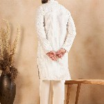HERE&NOW Men Thread Work Liva Kurta