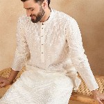 HERE&NOW Men Thread Work Liva Kurta