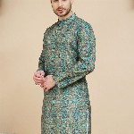 Anouk Rustic Paisley Printed Band Collar Straight Kurta