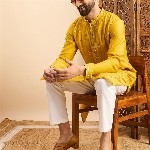 House of Pataudi Embroidered Mandarin Collar Ethnic Wear Kurta