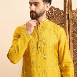 House of Pataudi Embroidered Mandarin Collar Ethnic Wear Kurta