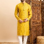 House of Pataudi Embroidered Mandarin Collar Ethnic Wear Kurta