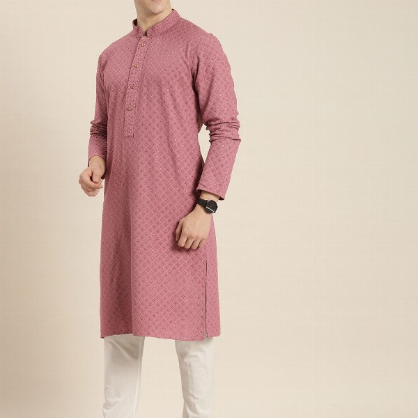 HERE&NOW Men Ethnic Motifs Embroidered Chikankari Kurta
