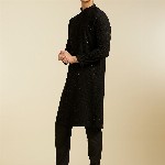 Diwas by Manyavar Ethnic Motifs Embroidered Mandarin Collar Sequinned Straight Kurta