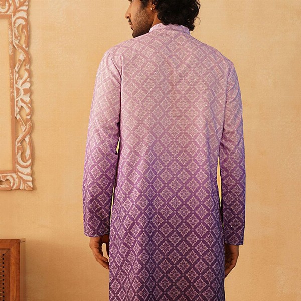 Jompers Ethnic Motifs Printed Band Collar Pure Cotton Straight Kurta