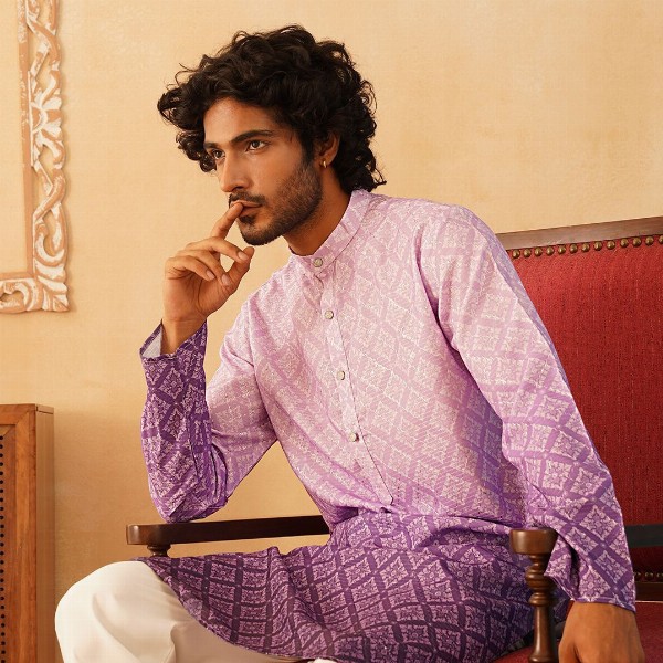 Jompers Ethnic Motifs Printed Band Collar Pure Cotton Straight Kurta