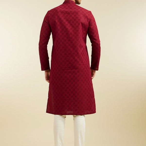 Diwas by Manyavar Geometric Woven Design Cotton Straight Kurta
