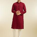 Diwas by Manyavar Geometric Woven Design Cotton Straight Kurta