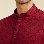 Diwas by Manyavar Geometric Woven Design Cotton Straight Kurta