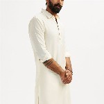 VASTRAMAY Shirt Collar Long Roll-Up Sleeves Regular Pathani Kurta
