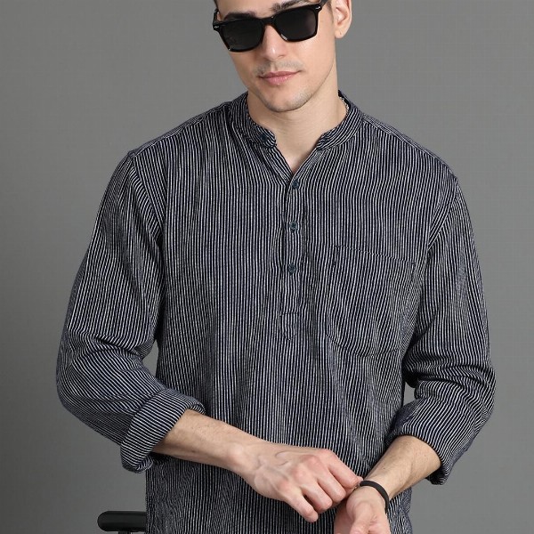 HERE&NOW Striped Cotton Short kurta