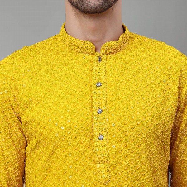 Jompers Floral Embroidered Chikankari Mandarin Collar Straight Kurta