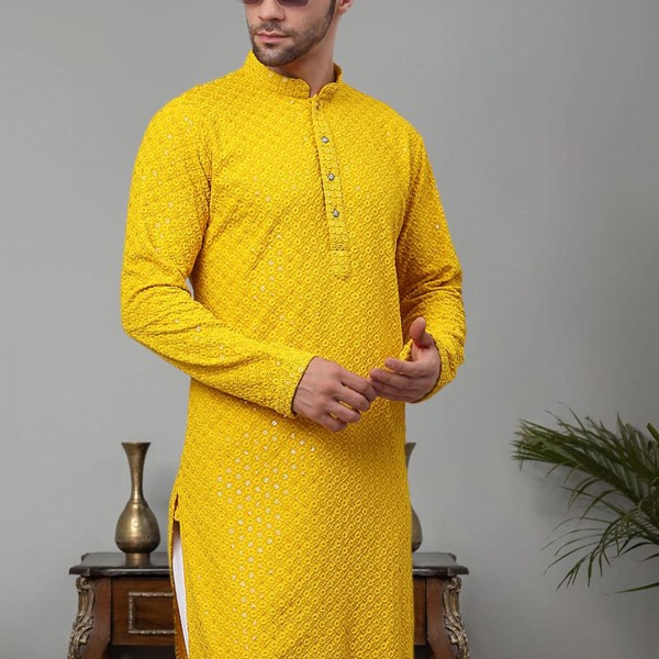 Jompers Floral Embroidered Chikankari Mandarin Collar Straight Kurta