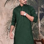Sangria Men Textured Pattern Mandarin Collar Stylish Cotton Kurta