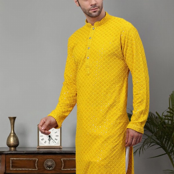 Jompers Floral Embroidered Chikankari Mandarin Collar Straight Kurta