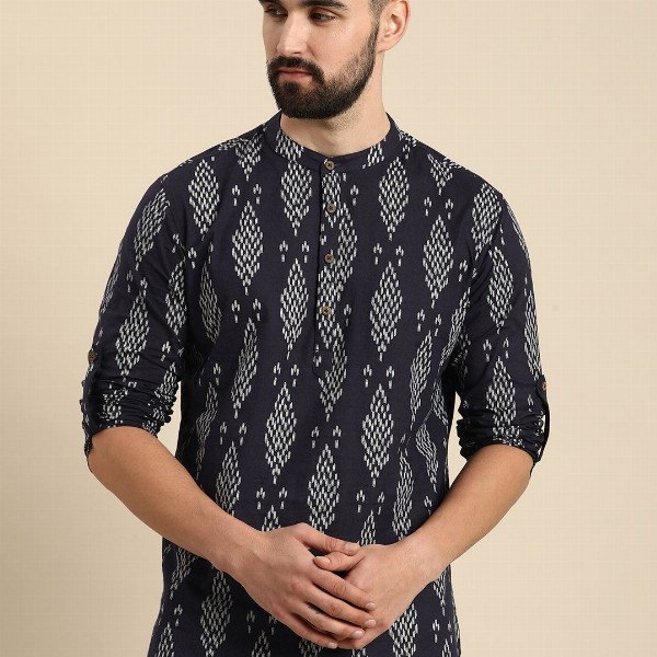 Anouk Men Ethnic Motifs Printed Block Print Short Kurta
