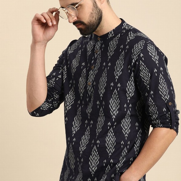 Anouk Men Ethnic Motifs Printed Block Print Short Kurta