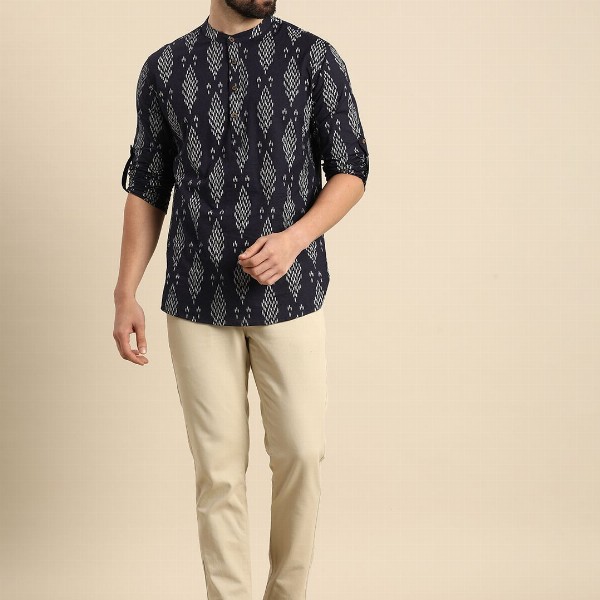 Anouk Men Ethnic Motifs Printed Block Print Short Kurta