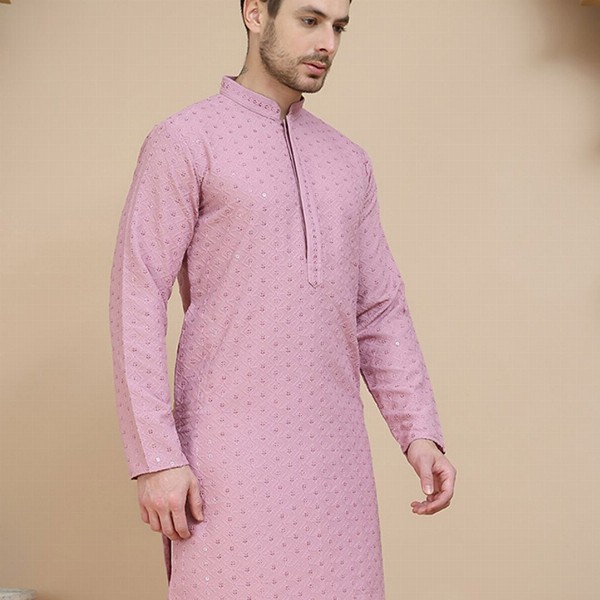 Jompers Men Geometric Embroidered Sequinned Kurta