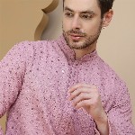 Jompers Men Geometric Embroidered Sequinned Kurta