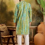 Sangria Men Abstract Printed Festive Silk Straight Kurta