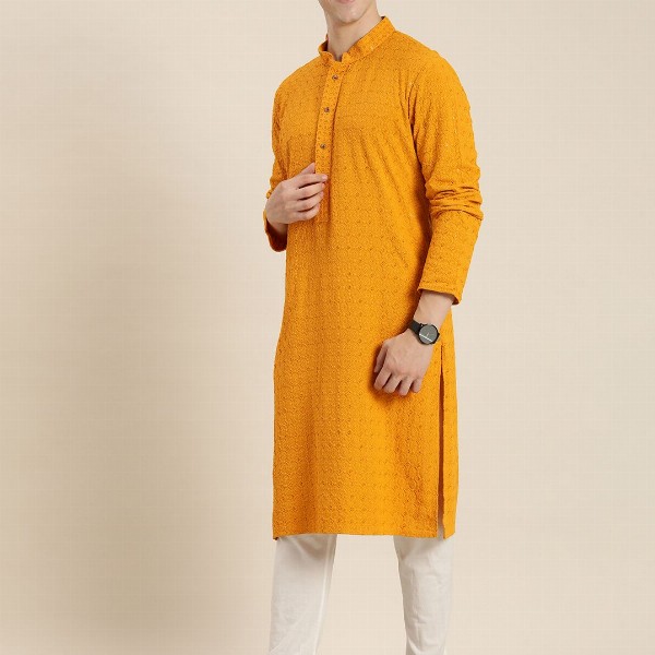 HERE&NOW Men Ethnic Motifs Embroidered Chikankari Kurta