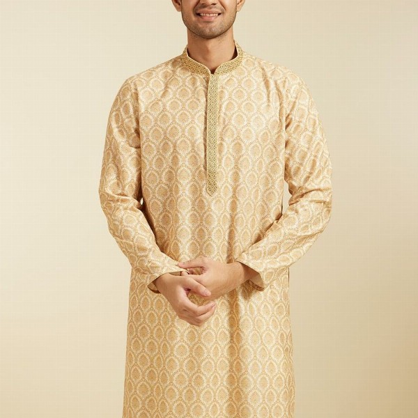 Diwas by Manyavar Ethnic Motifs Printed Mandarin Collar Straight Kurta