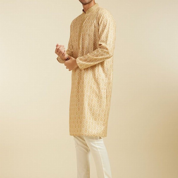 Diwas by Manyavar Ethnic Motifs Printed Mandarin Collar Straight Kurta