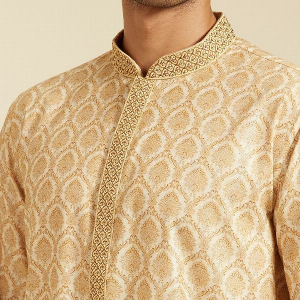 Diwas by Manyavar Ethnic Motifs Printed Mandarin Collar Straight Kurta