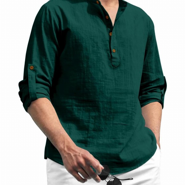 Fifth U Men Mandarin Collar Straight Short Kurta