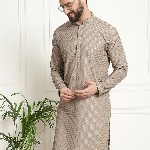 SOJANYA Ethnic Motifs Embroidered Mandarin Collar Thread Work Pure Cotton Straight Kurta