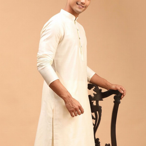 VASTRAMAY Mandarin Collar Straight Kurta