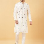 indus route by Pantaloons Ethnic Motifs Embroidered Thread Work Straight Kurta