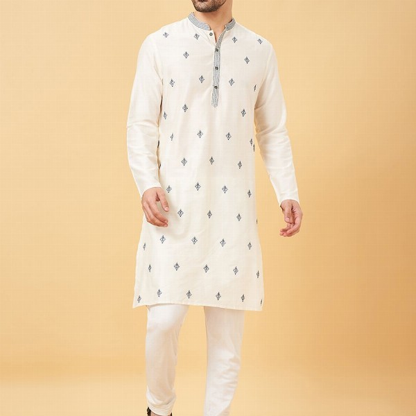 indus route by Pantaloons Ethnic Motifs Embroidered Thread Work Straight Kurta