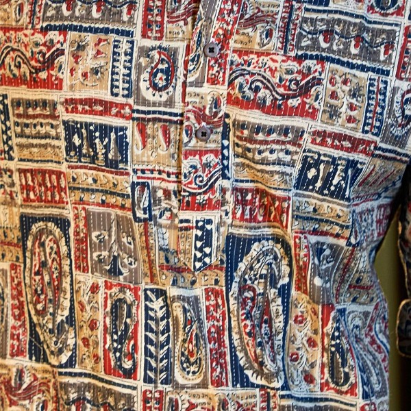 Shasak Ethnic Motifs Printed Kantha Work Mandarin Collar Straight Kurta