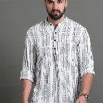 HERE&NOW Striped Cotton Short Kurta