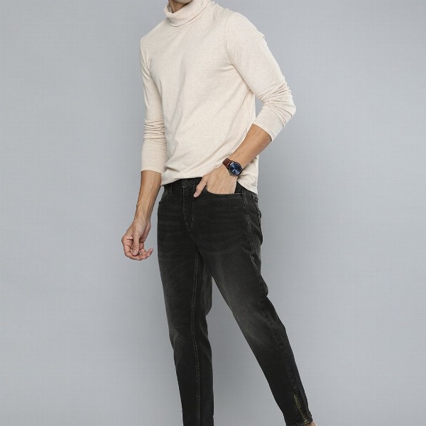 Mast & Harbour Men Black Slim Tapered Fit Mid-Rise Clean Look Stretchable Jeans