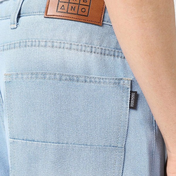 Urbano Fashion Men's Ice Blue Loose Baggy Fit Washed Jeans Non-Stretchable