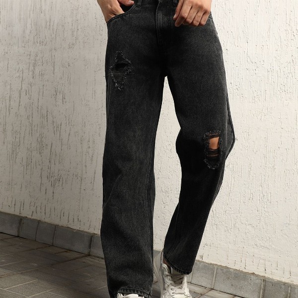 Hubberholme Men Relaxed Fit Mid Rise Hevay Distressed Cotton Jeans