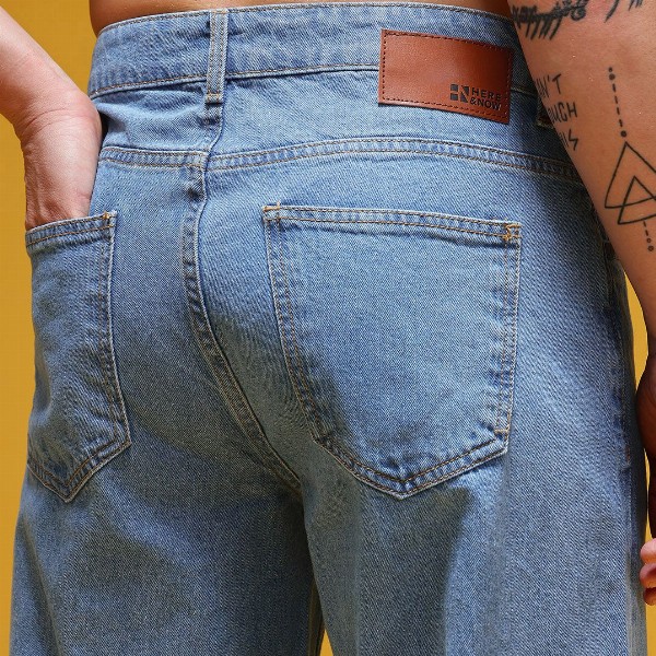 HERE&NOW Men Graphic Print Mid-Rise Pure Cotton Baggy Fit Jeans